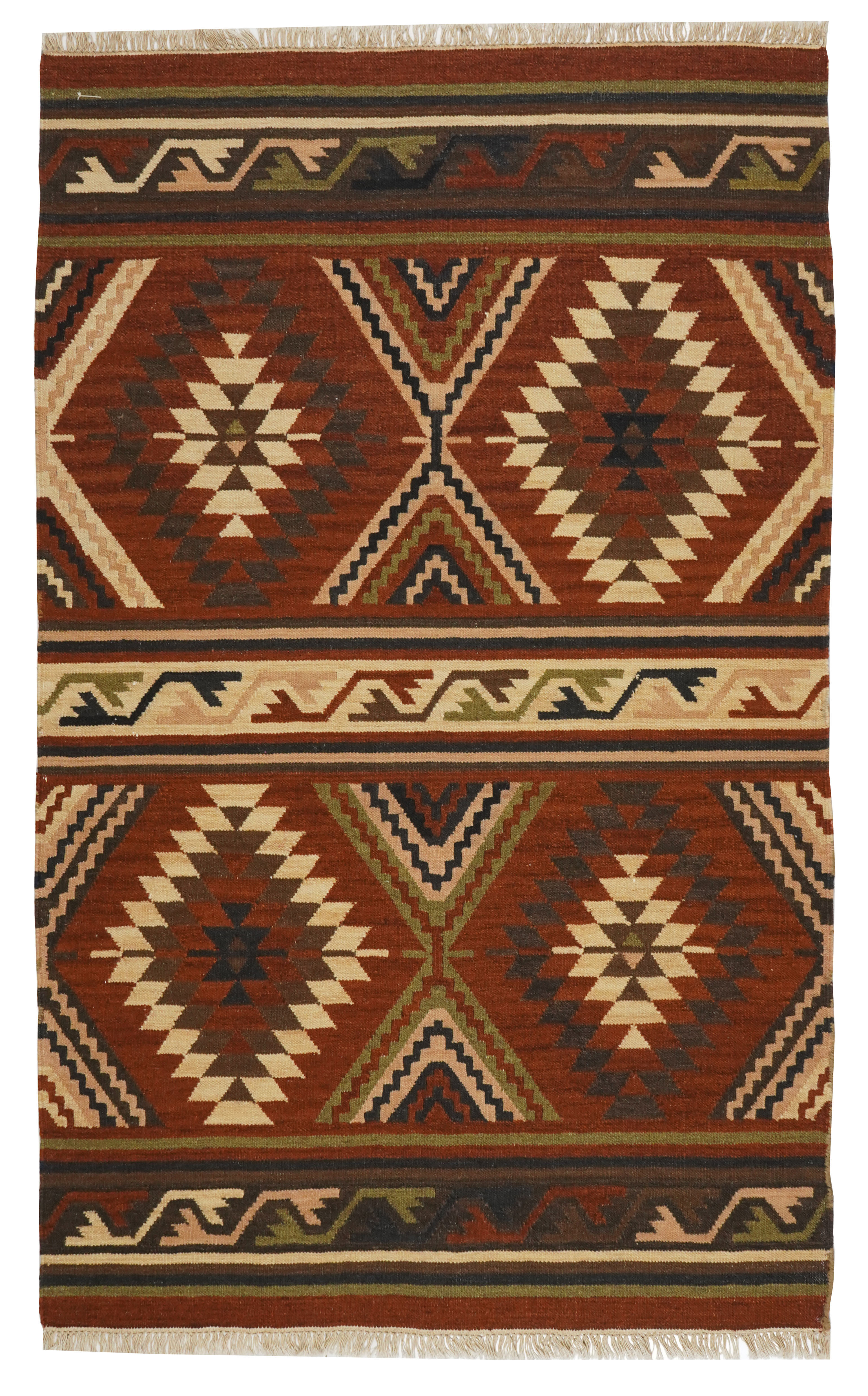 Terracotta Mountain Hand Woven Woolen Kilim