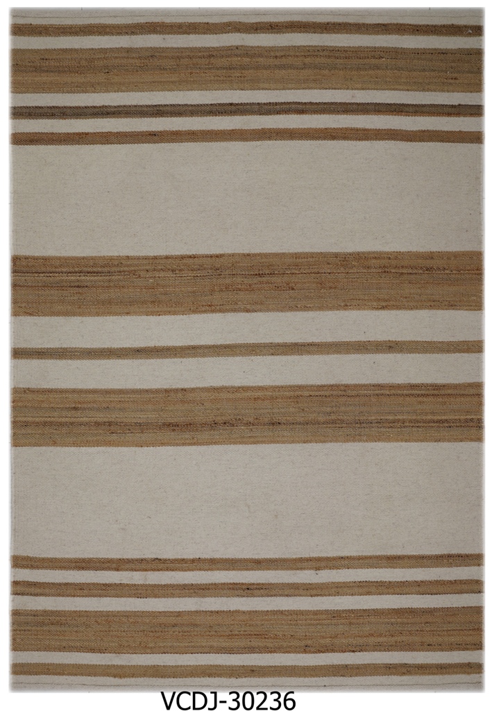 Organic Stripe Hand Woven Jute Wool Rug