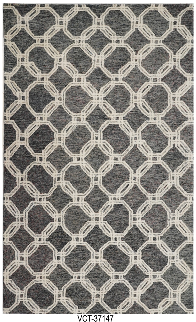 Modern Octagon Trellis Hand Tufted Woolen Rug